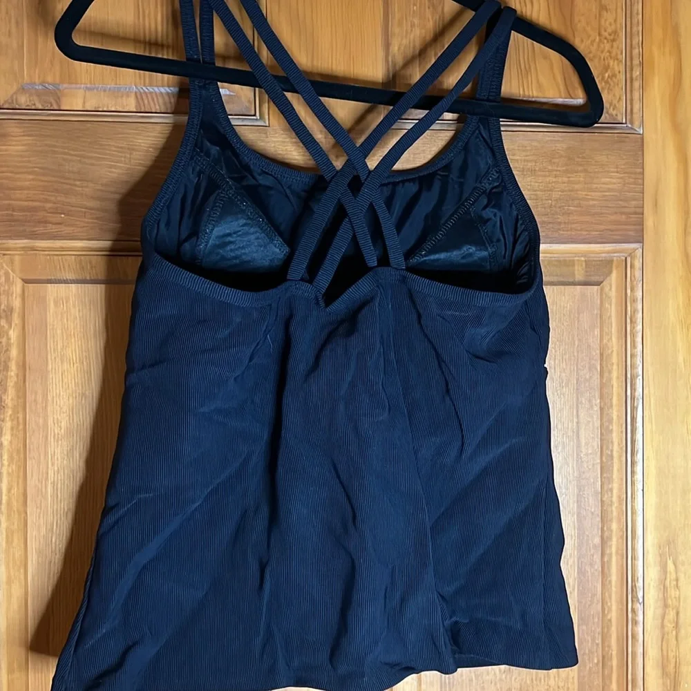 Lands’ End Women’s Tankini Size 14 Black With White Trim On Top - Picture 4 of 9